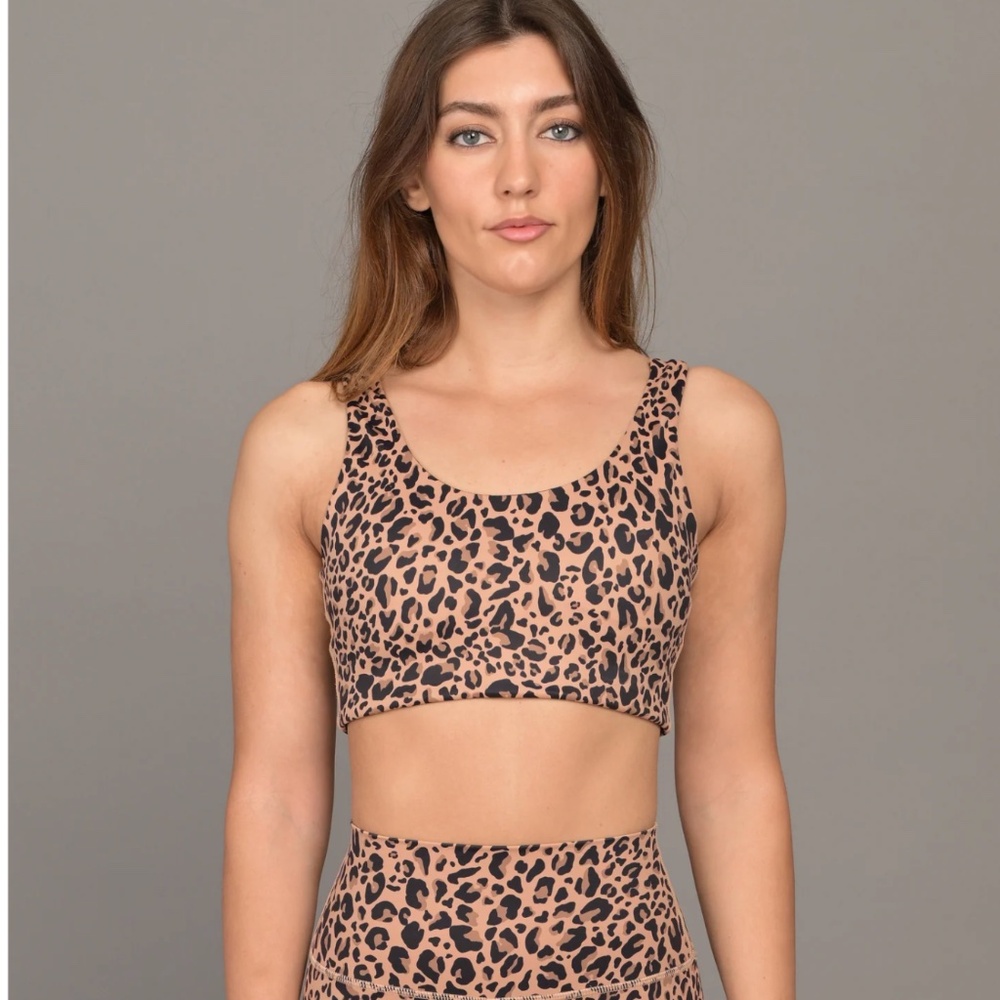 Jane Luxe Sports Bra in Nude Leopard, Wear Love More Size Medium